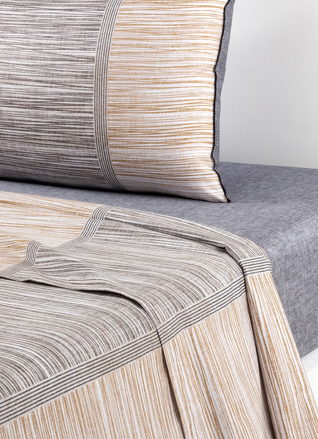 BOSS Taman laken van katoen - voorkant beige