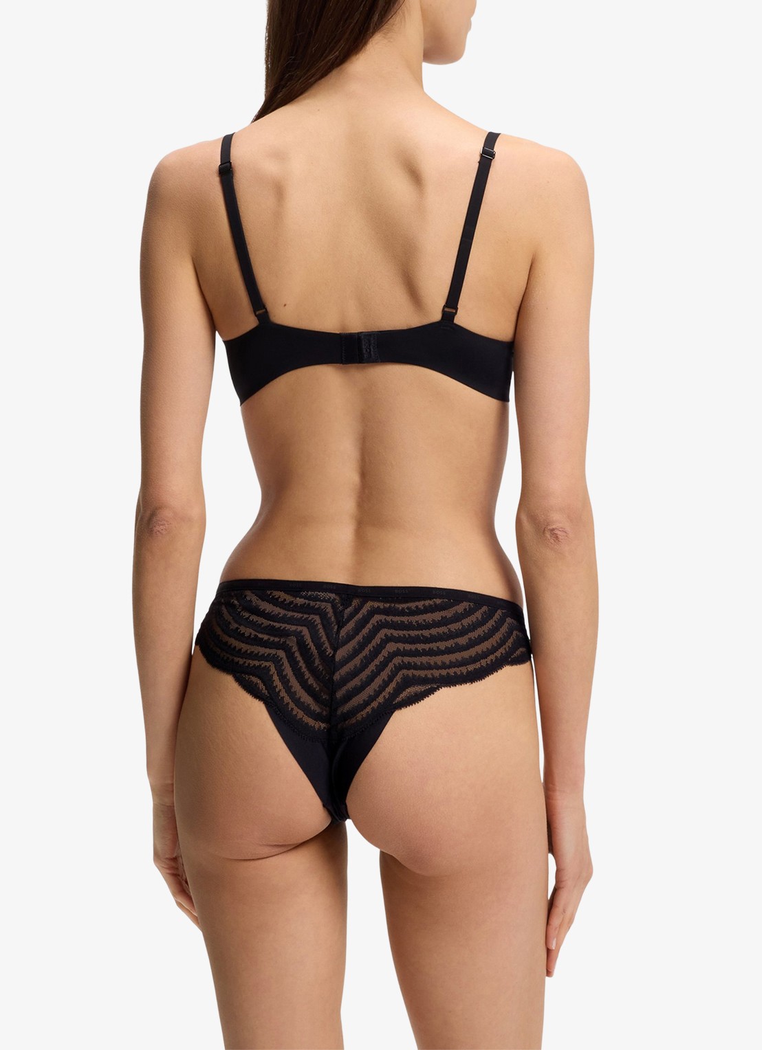 BOSS Tanga met kant 3-pack - achterkant 3 zwart