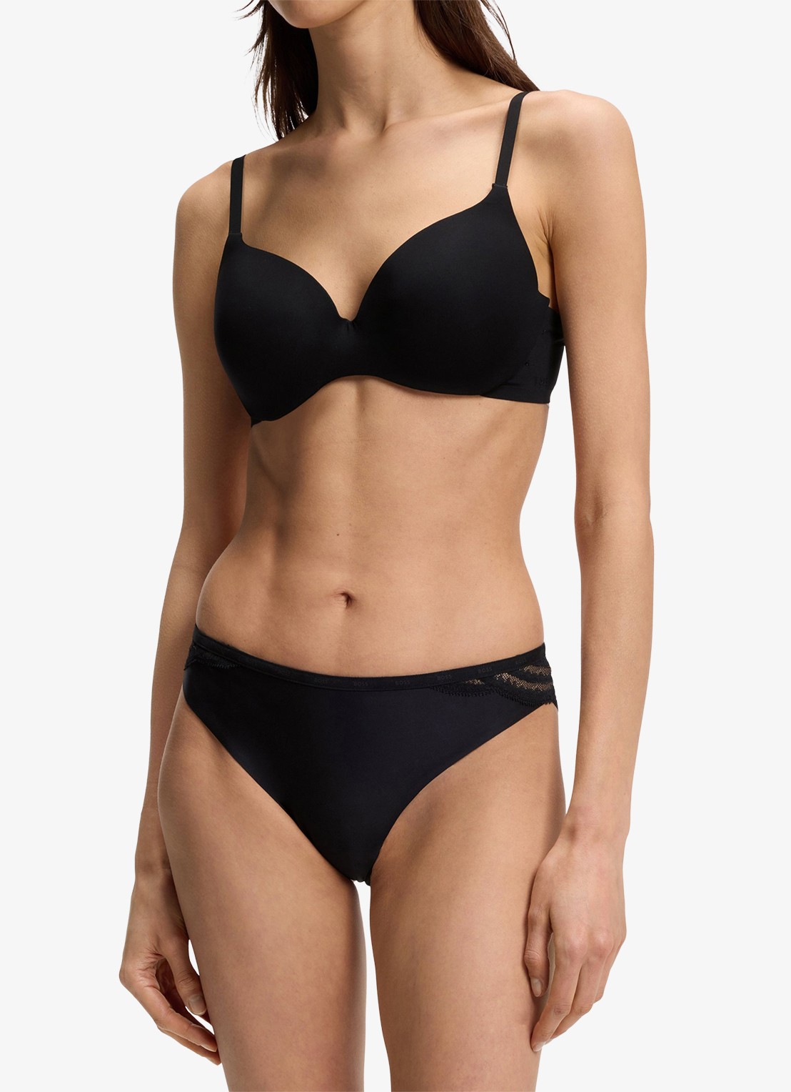 BOSS Tanga met kant 3-pack - detail zwart