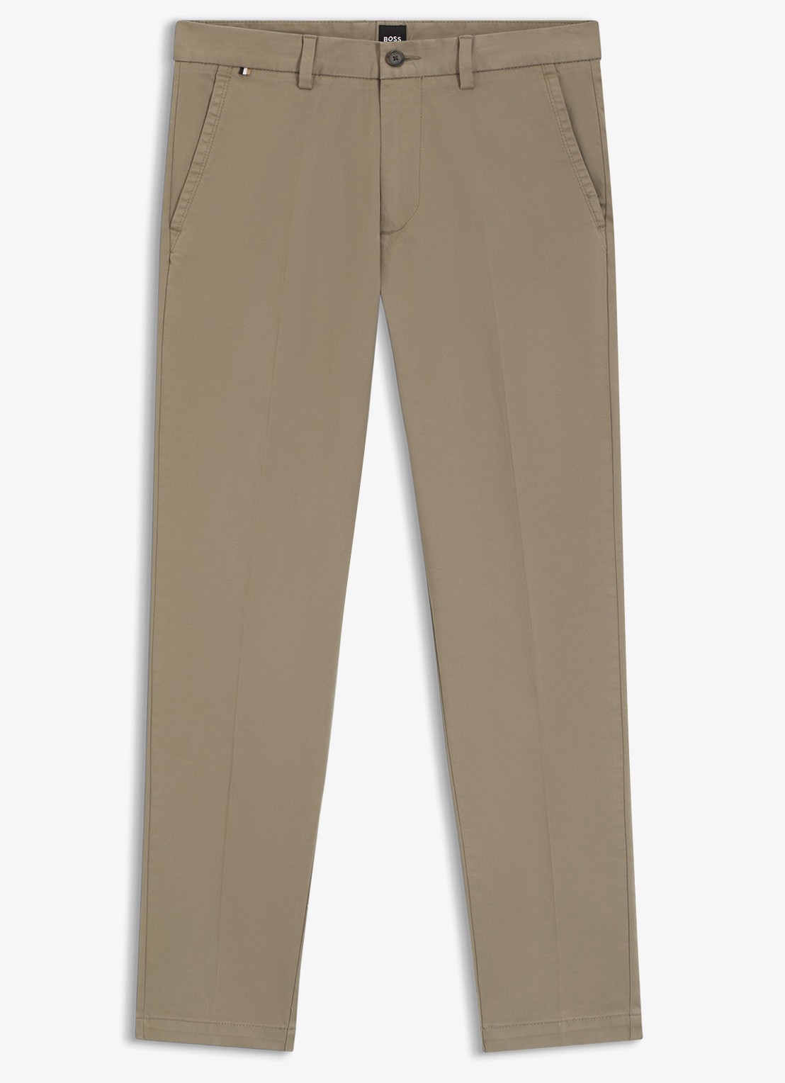 BOSS Tapered fit chino in katoenblend - voorkant khaki