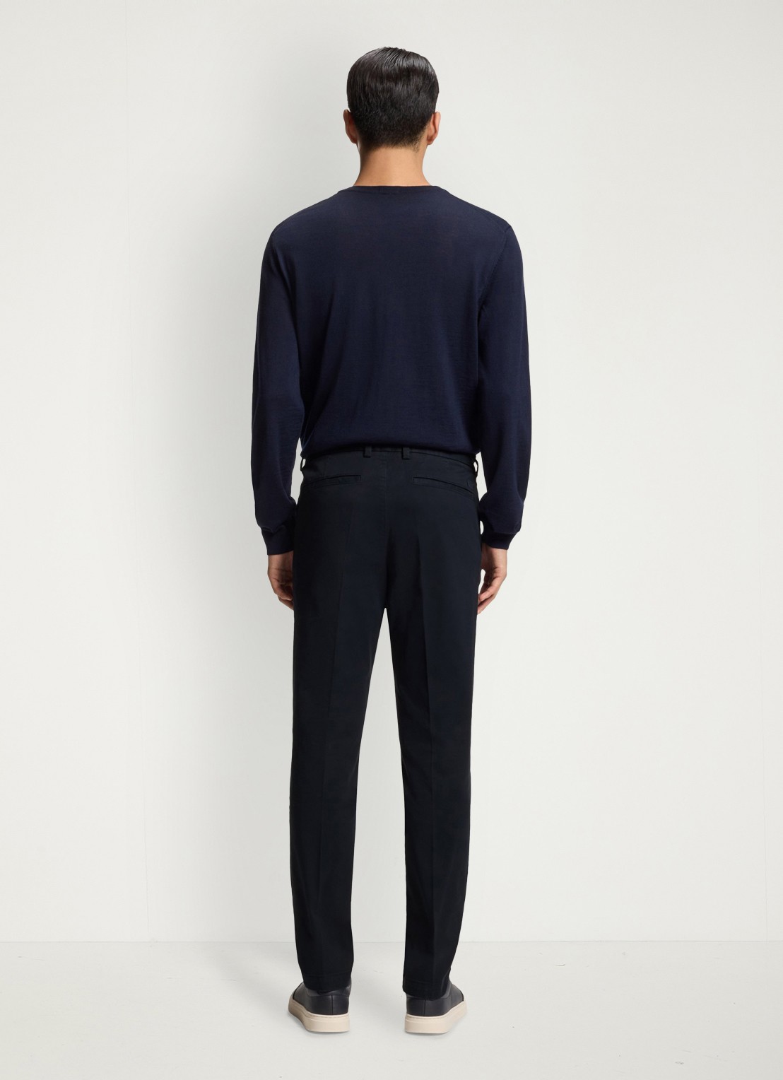 BOSS Tapered fit chino in katoenblend - achterkant 6 donkerblauw