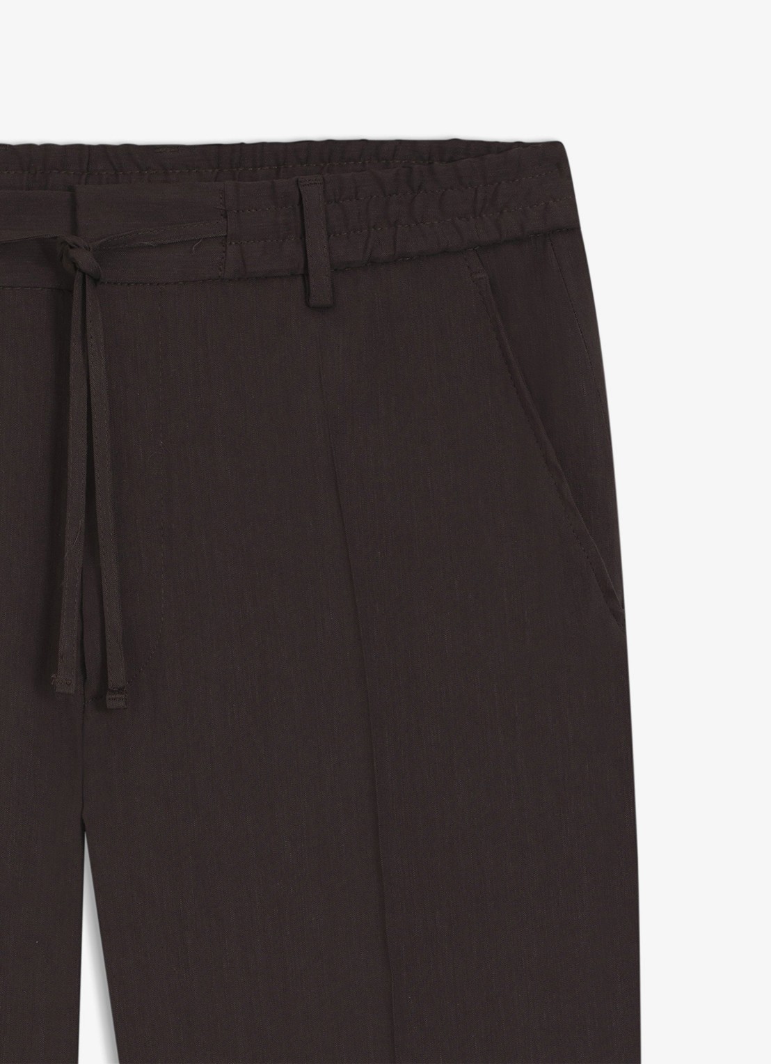 BOSS Tapered fit chino in linnenblend - detail 6 donkerbruin