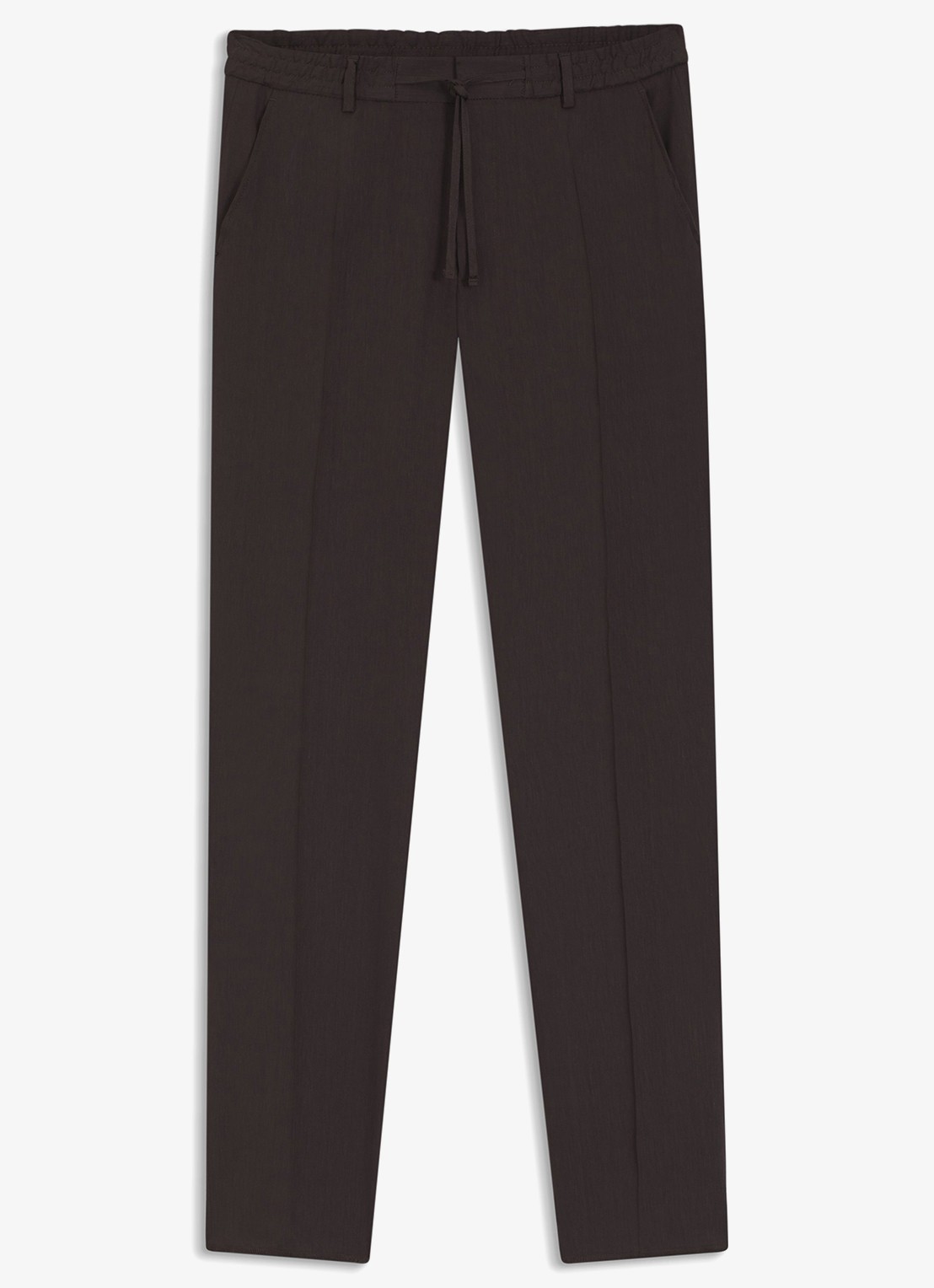 BOSS Tapered fit chino in linnenblend - voorkant 2 donkerbruin
