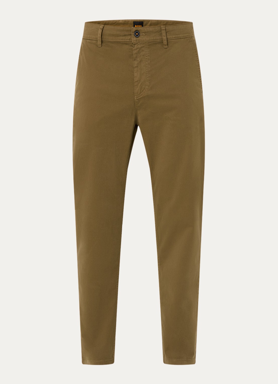 BOSS Tapered fit chino met steekzakken - voorkant 4 lichtbruin