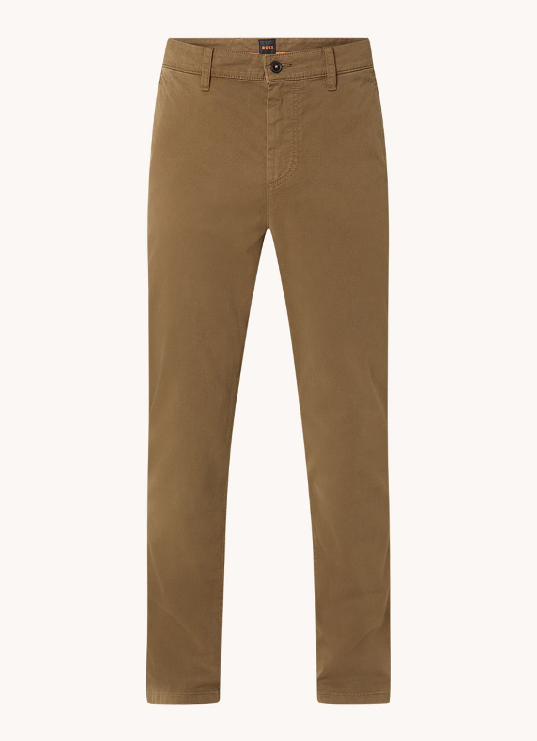 BOSS Tapered fit chino met steekzakken - voorkant mosgroen
