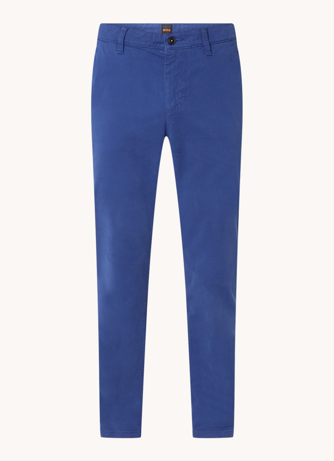 BOSS Tapered fit chino met steekzakken - voorkant 3 kobaltblauw