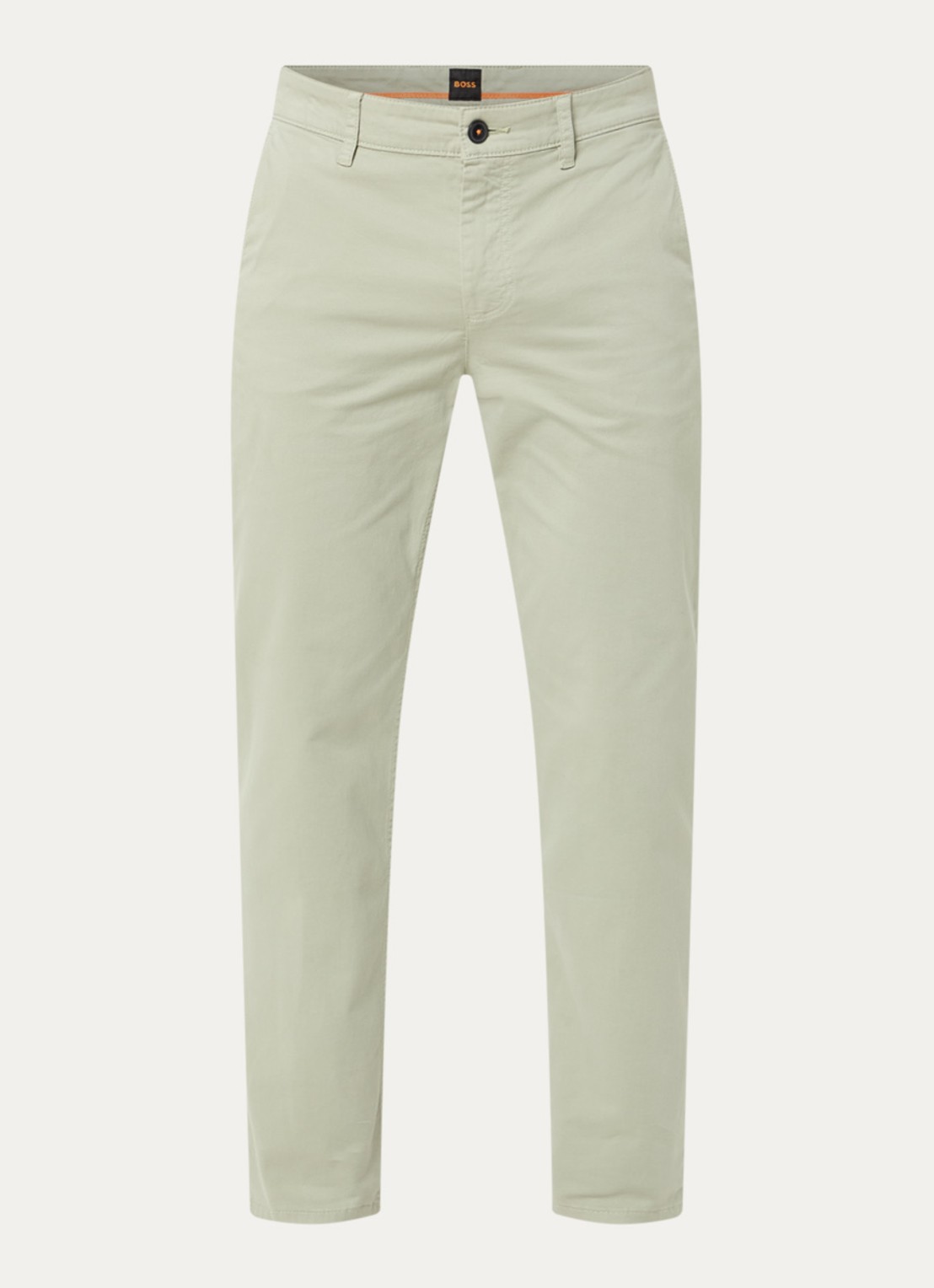 BOSS Tapered fit chino met steekzakken - voorkant 2 lindegroen