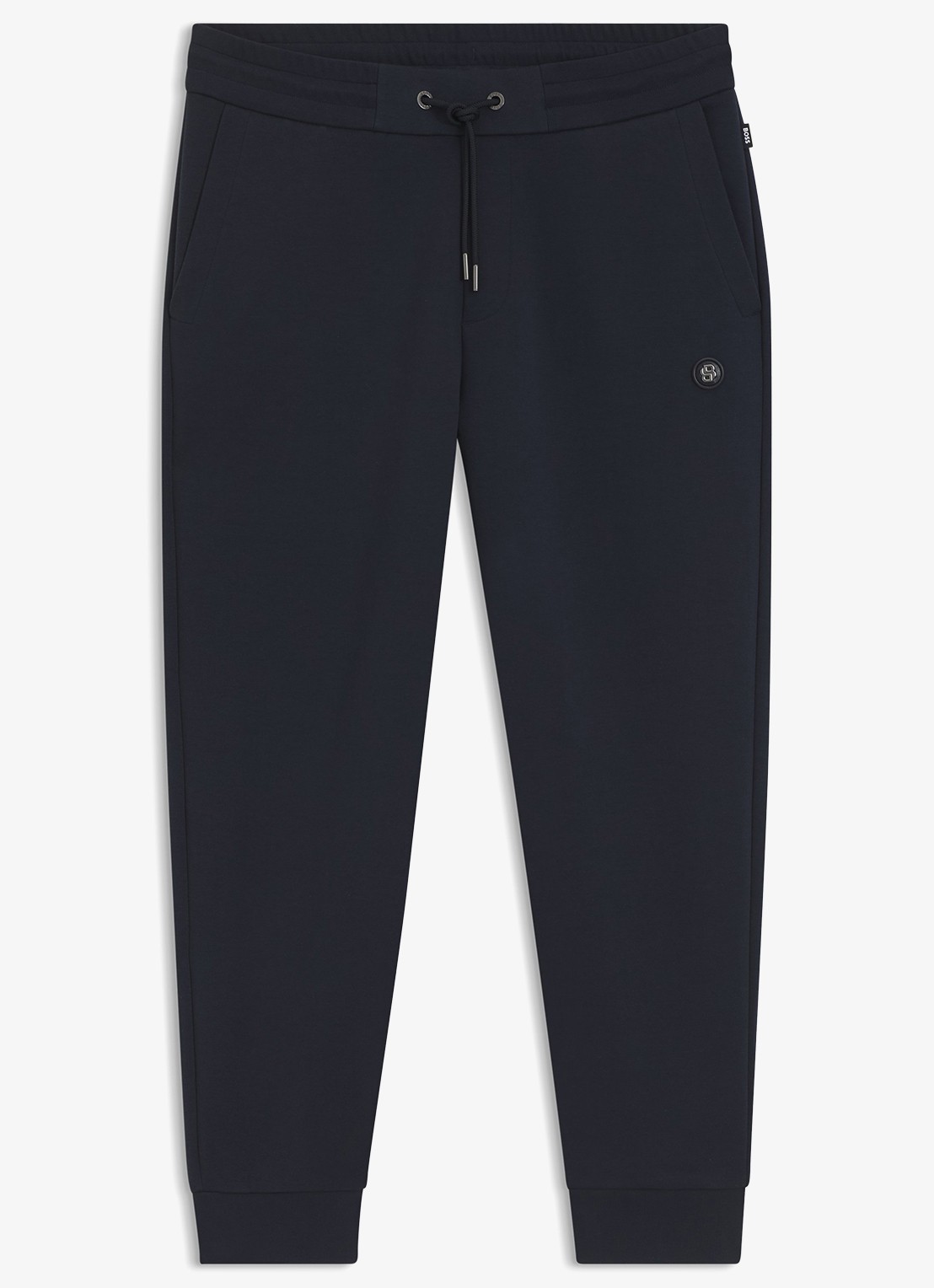 BOSS Tapered fit cropped joggingbroek met logo - voorkant 4 donkerblauw