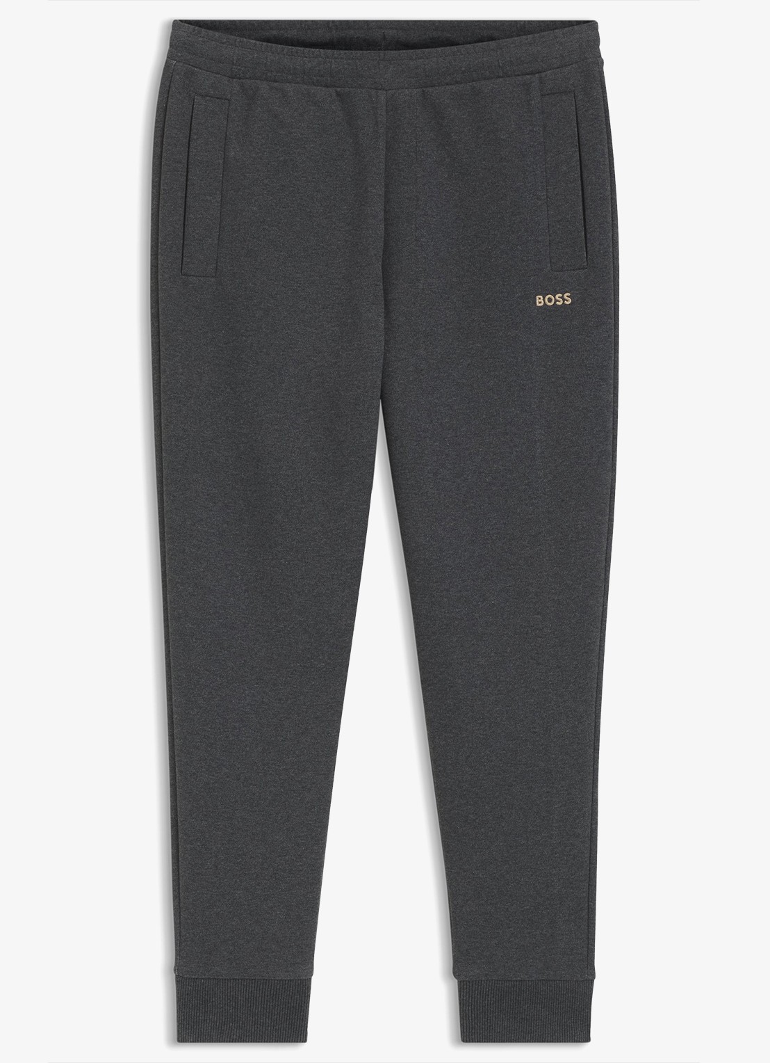 BOSS Tapered fit joggingbroek met logo - voorkant charcoal-010 / grijs