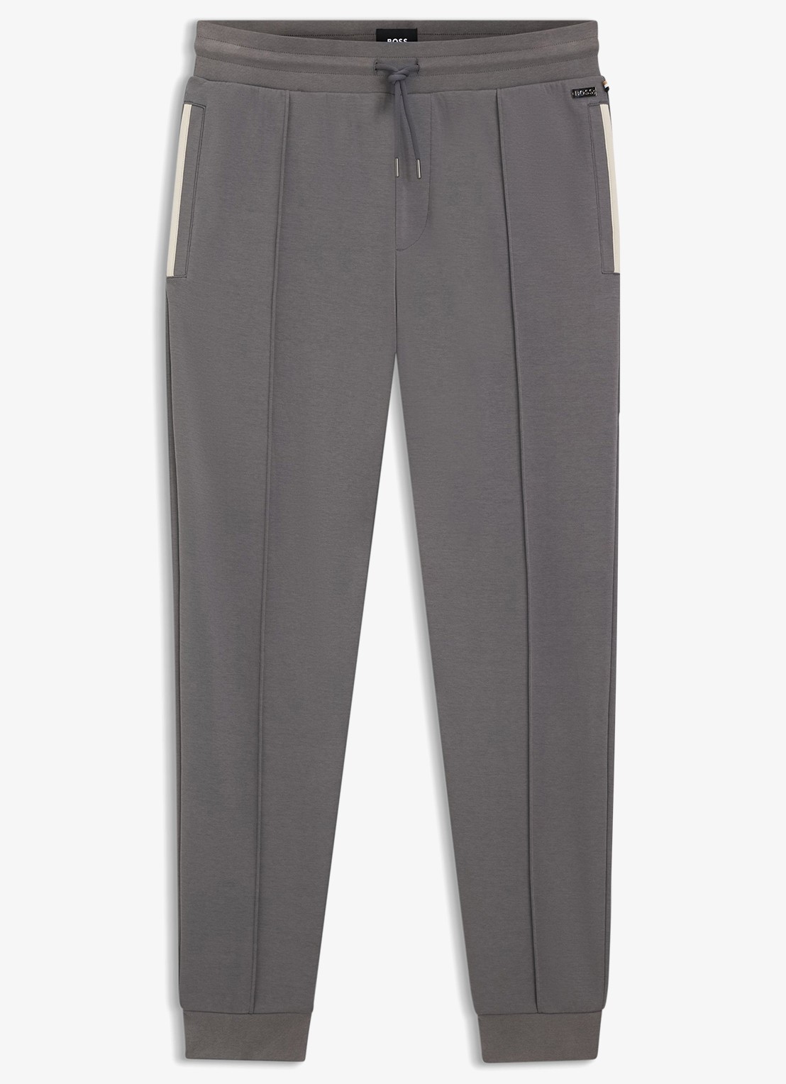 BOSS Tapered fit joggingbroek met steekzakken - voorkant grijs