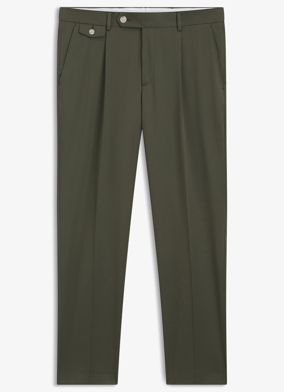BOSS Tapered fit pantalon in katoenblend - voorkant 5 legergroen