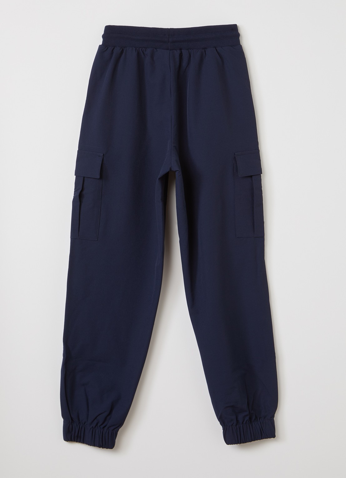 BOSS Tapered fit trackpants met klepzakken - voorkant 2 donkerblauw