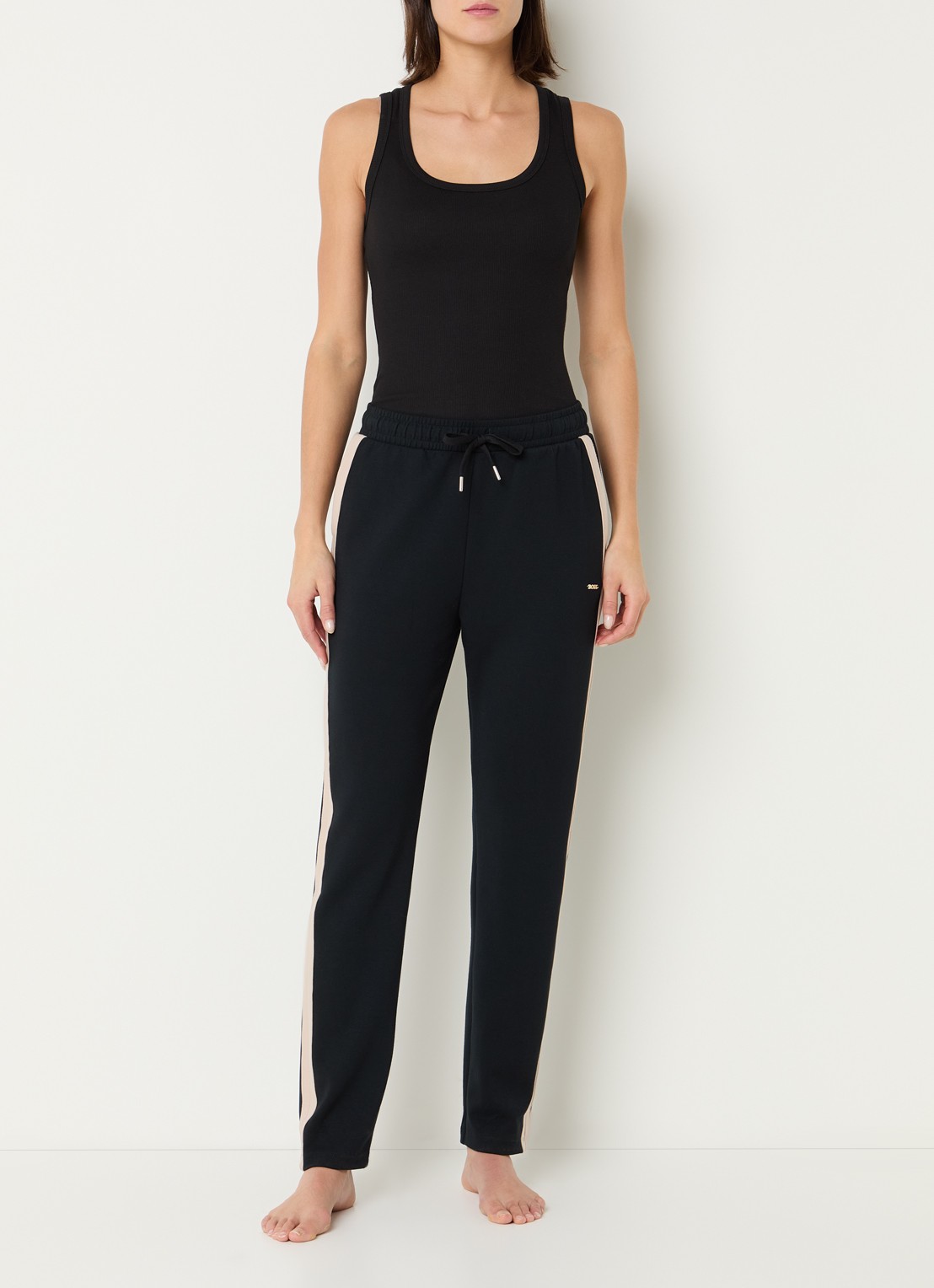 BOSS Tapered-fit trainingsbroek met contrasterende inzetten  - voorkant 4 zwart
