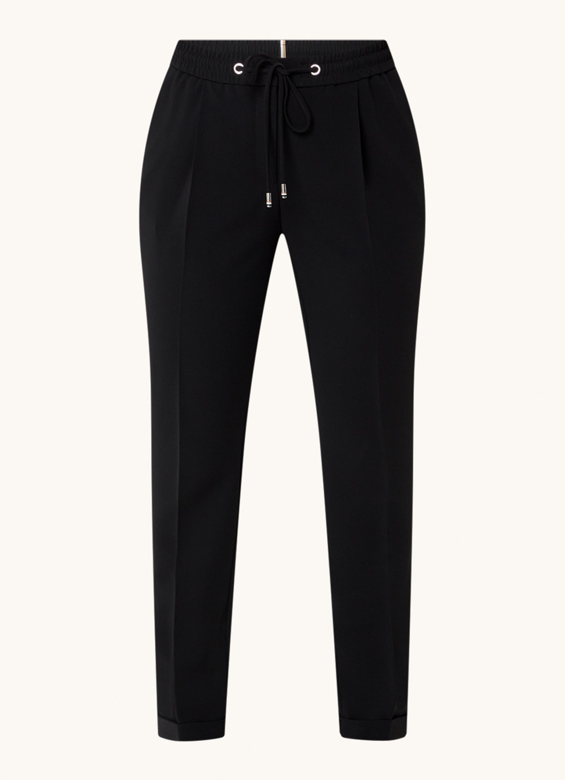 BOSS Tariyanah mid waist slim fit pantalon met stretch - voorkant 2 zwart