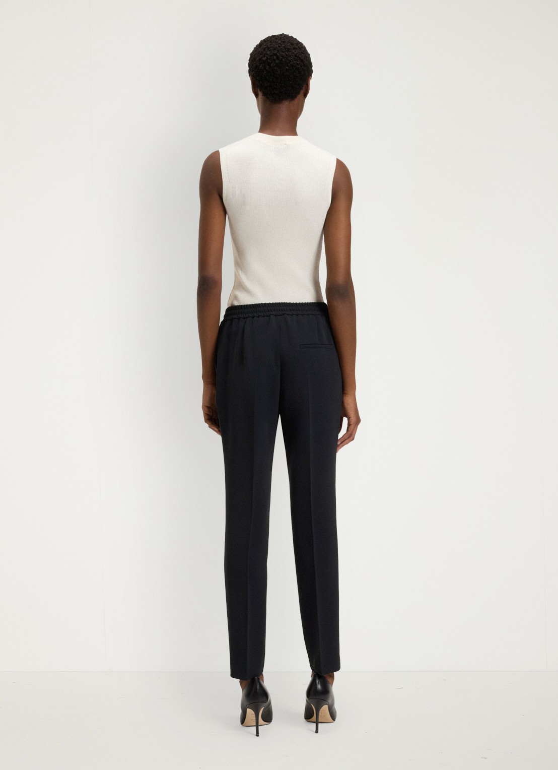 BOSS Tariyanah mid waist slim fit pantalon met stretch - detail 4 donkerblauw