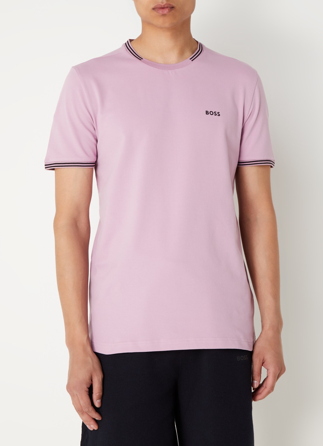 BOSS Taul T-shirt met logo en stretch - detail 4 oudroze