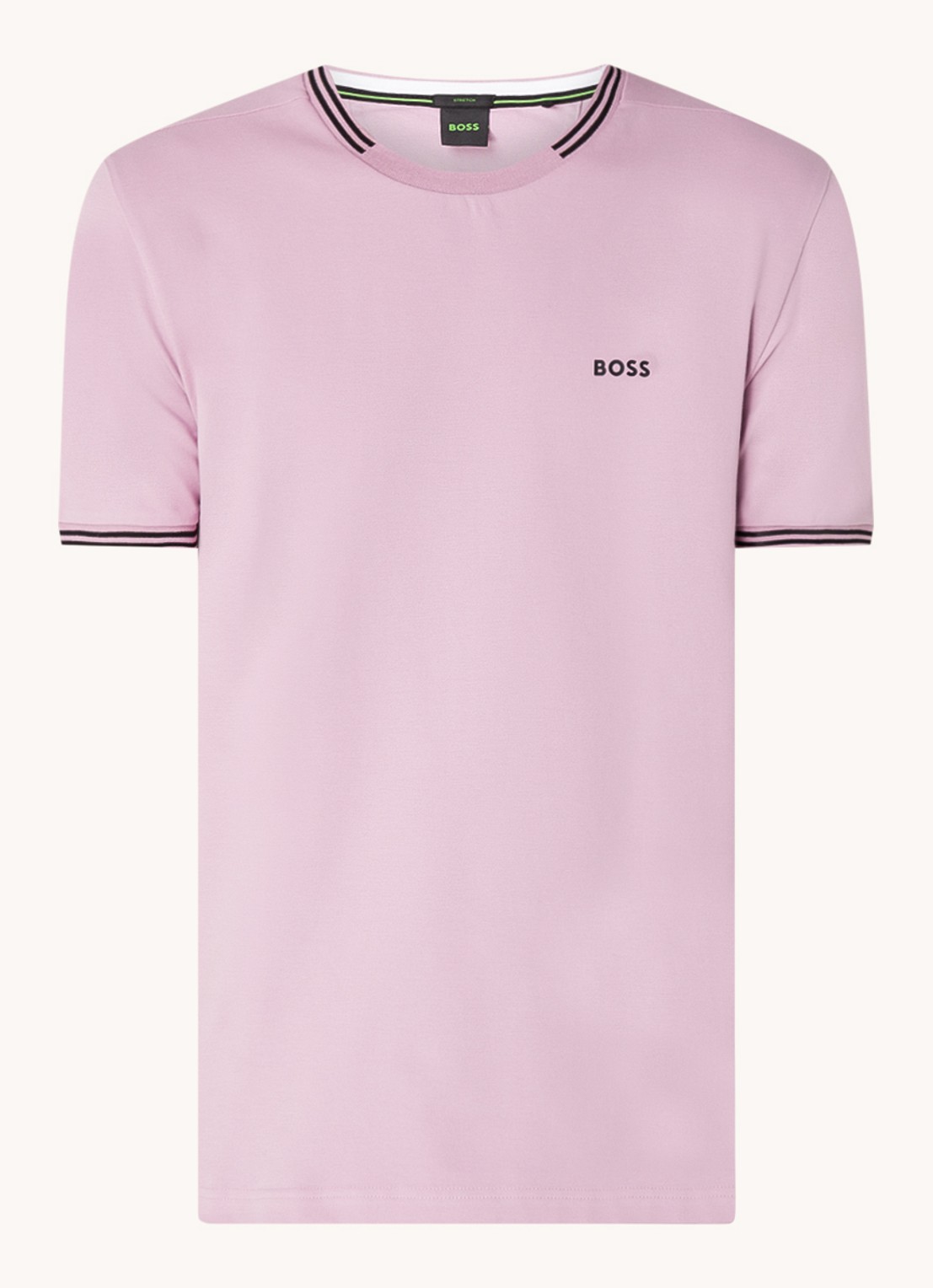 BOSS Taul T-shirt met logo en stretch - voorkant oudroze