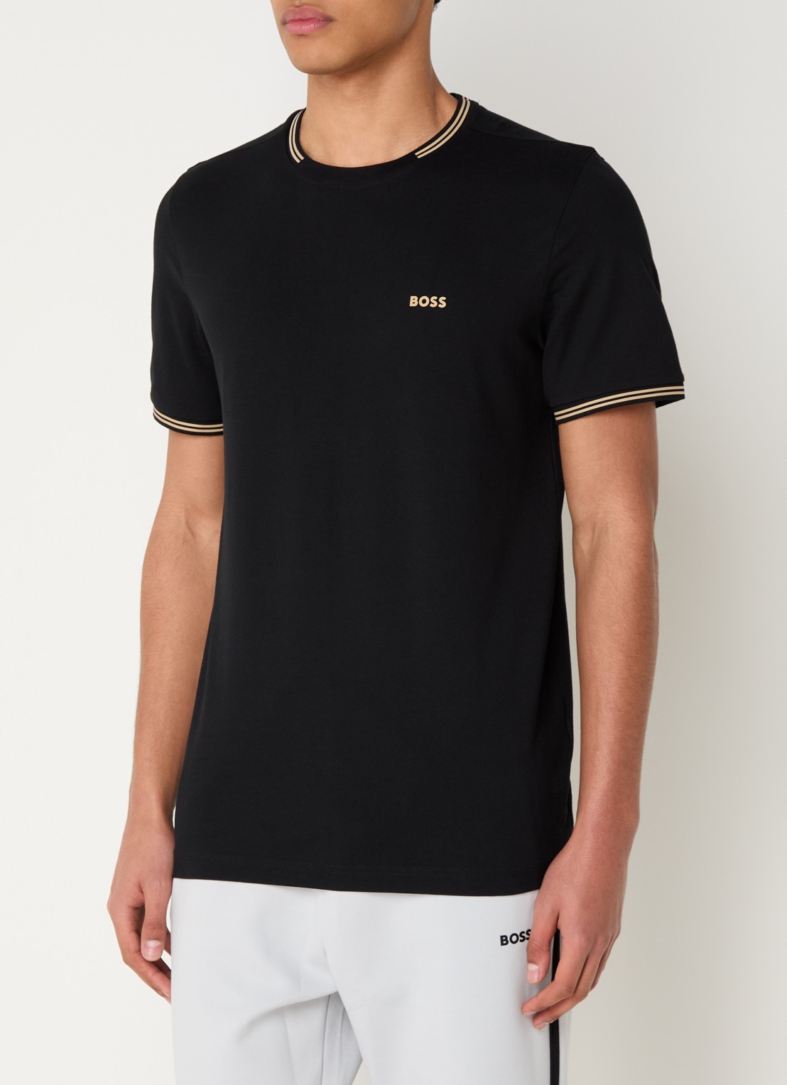 BOSS Taul T-shirt met logo en stretch - detail 2 diepzwart
