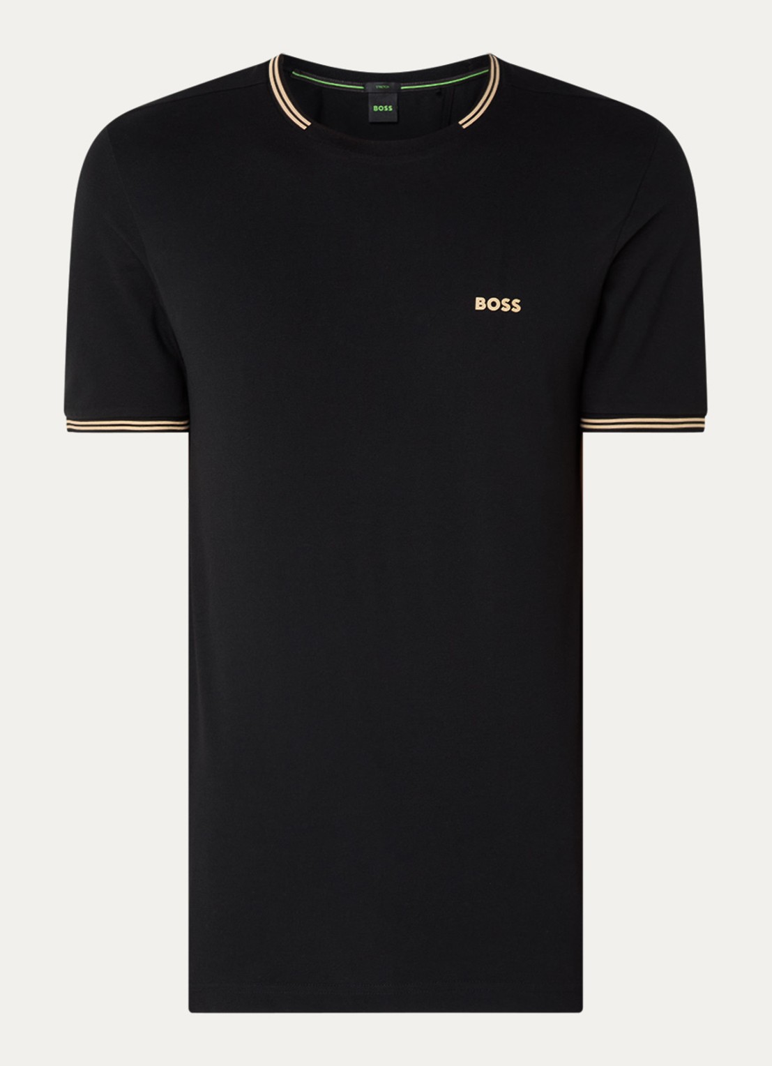 BOSS Taul T-shirt met logo en stretch - voorkant 3 diepzwart