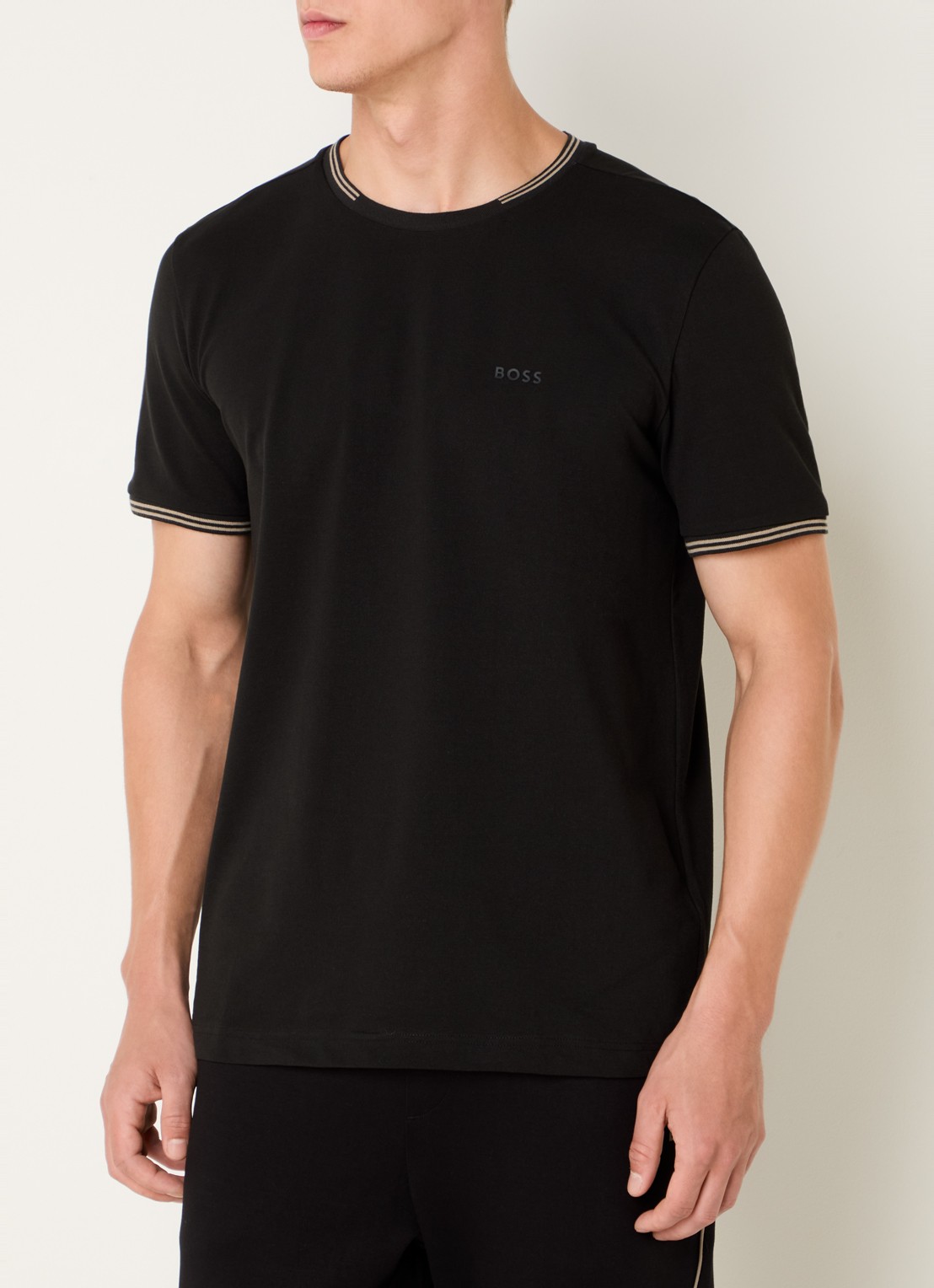 BOSS Taul T-shirt met logo en stretch - detail 6 zwart