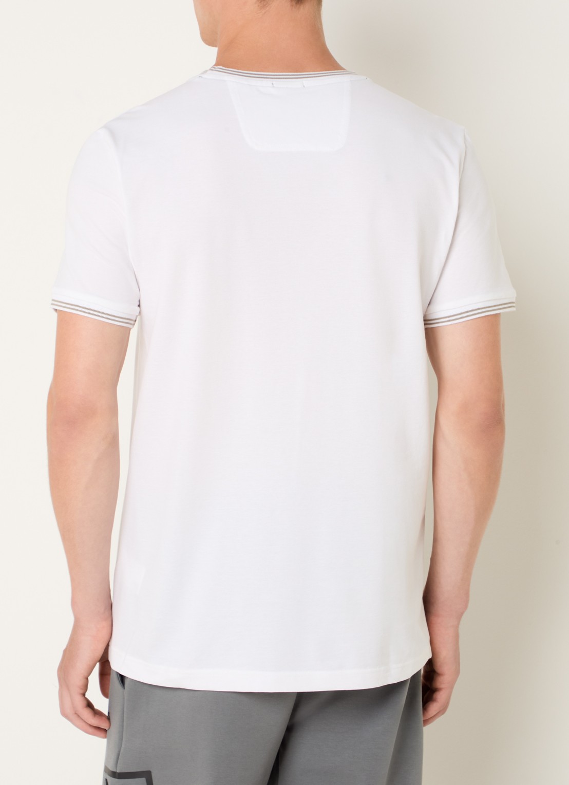 BOSS Taul T-shirt met logo en stretch - achterkant 4 gebroken wit