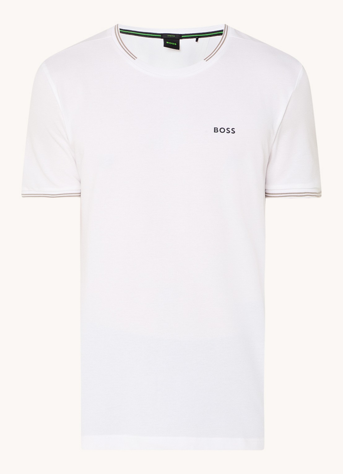 BOSS Taul T-shirt met logo en stretch - voorkant gebroken wit