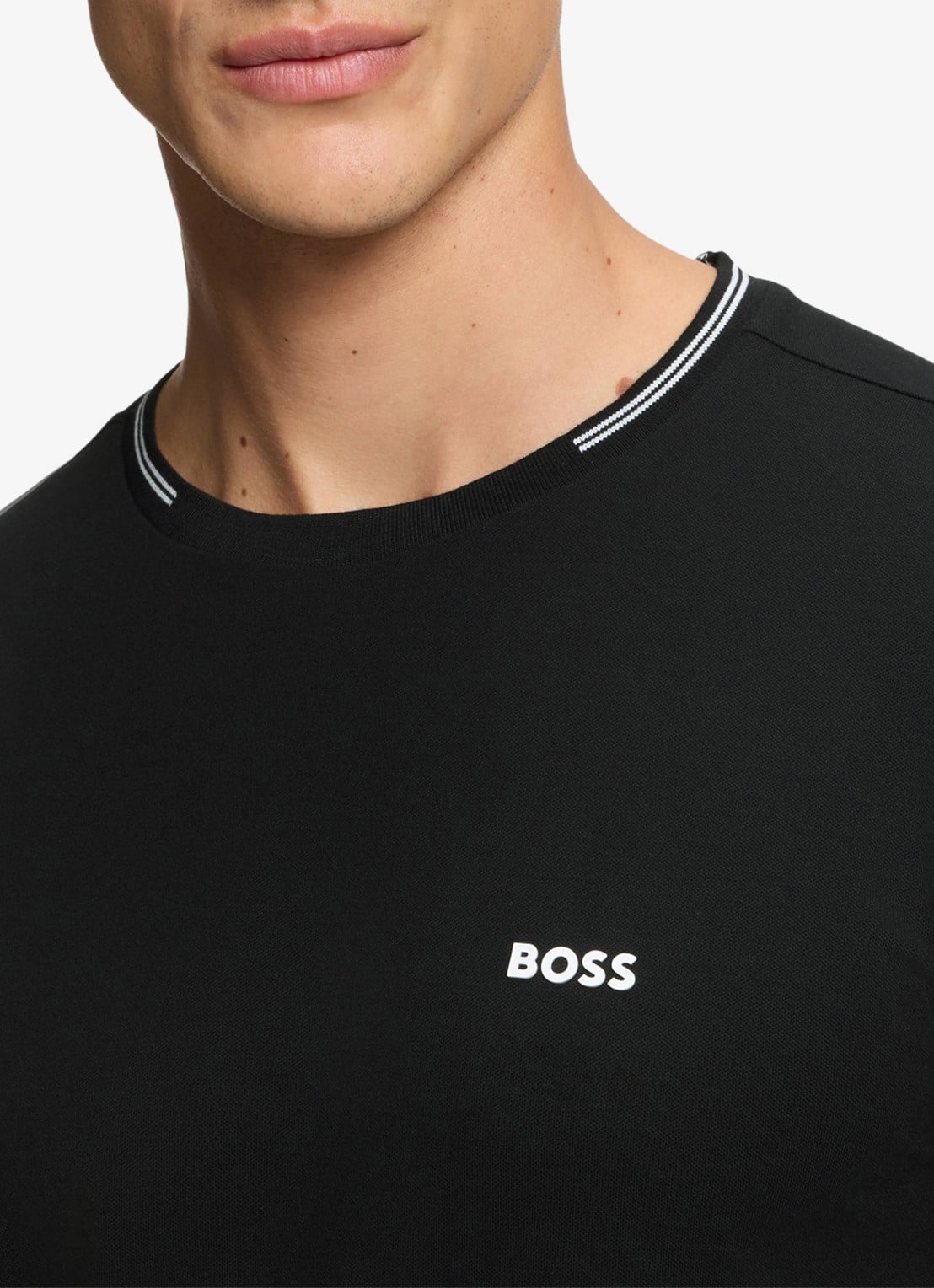 BOSS Taul T-shirt met logo en stretch - detail 8 zwart