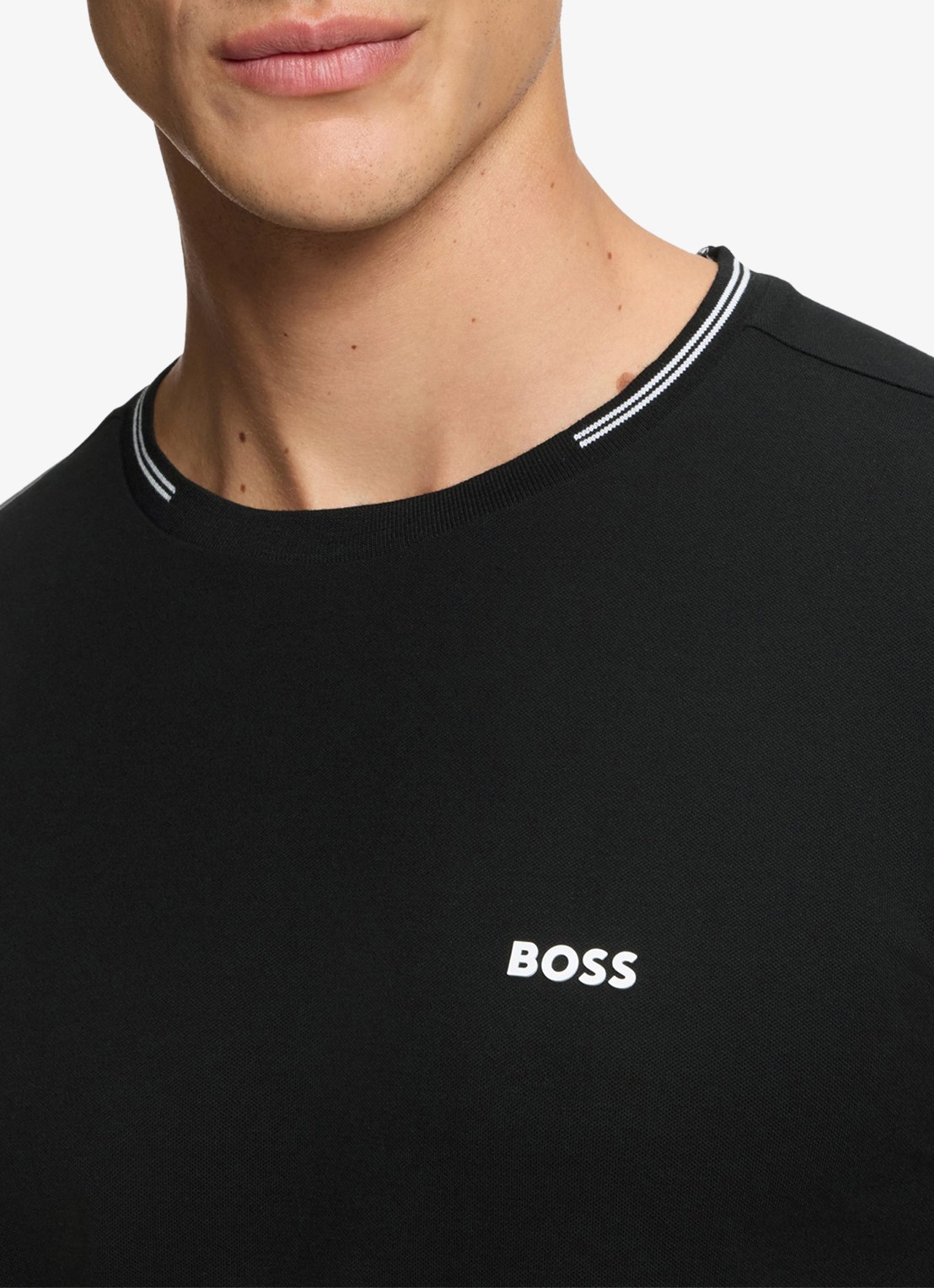BOSS Taul T-shirt met logo en stretch - detail 9 zwart