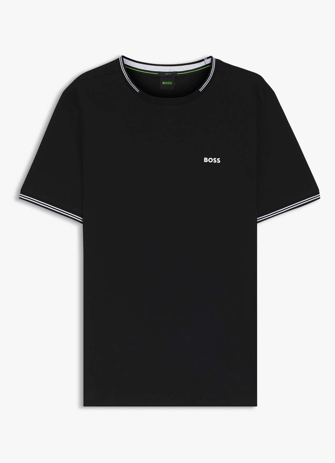 BOSS Taul T-shirt met logo en stretch - voorkant 3 zwart