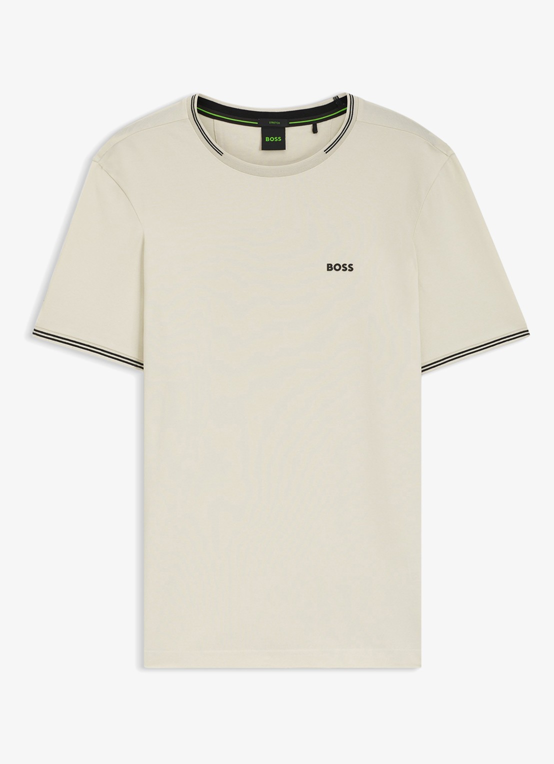 BOSS Taul T-shirt met logo en stretch - voorkant 2 parelmoer