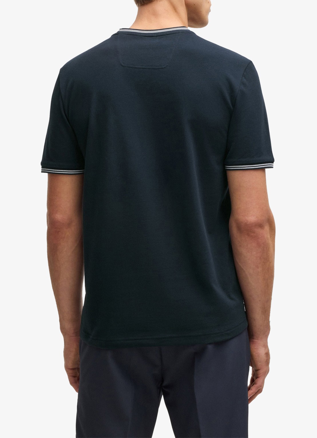 BOSS Taul T-shirt met logo en stretch - achterkant 3 donkerblauw