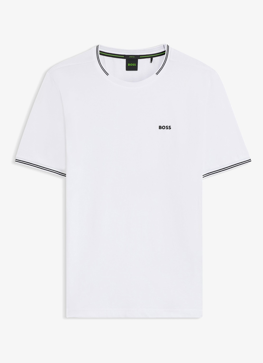 BOSS Taul T-shirt met logo en stretch - voorkant 3 wit