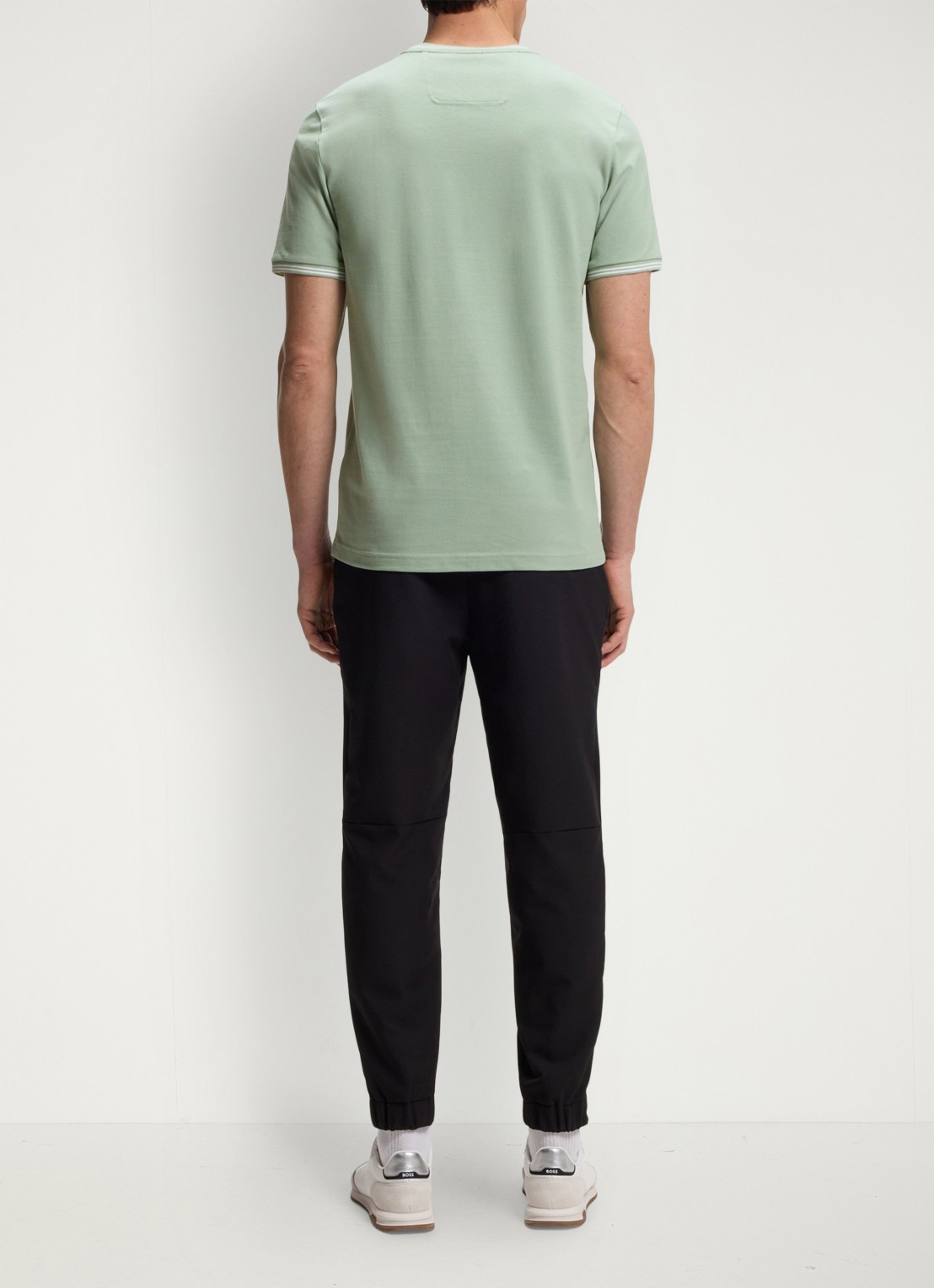 BOSS Taul T-shirt met logo en stretch - achterkant groen
