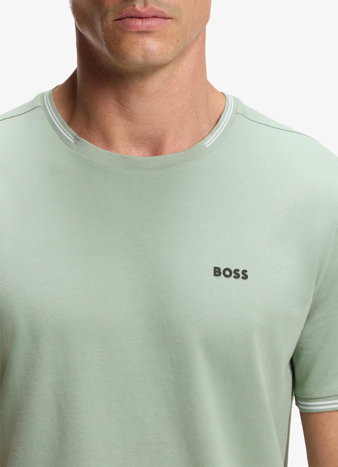 BOSS Taul T-shirt met logo en stretch - detail 3 groen