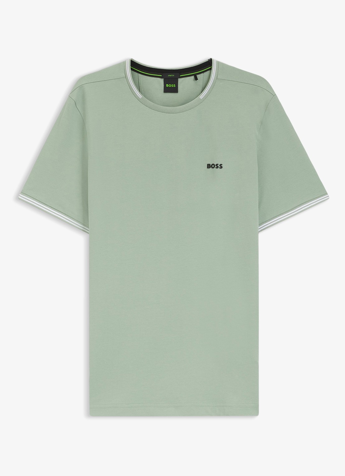 BOSS Taul T-shirt met logo en stretch - voorkant 4 groen