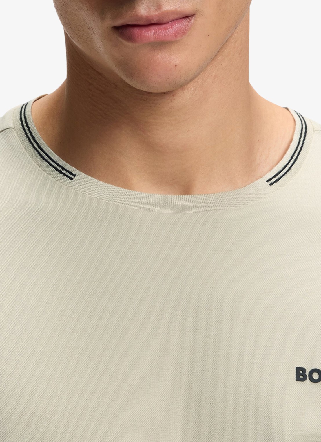 BOSS Taul T-shirt met logo en stretch - detail 4 light beige-275
