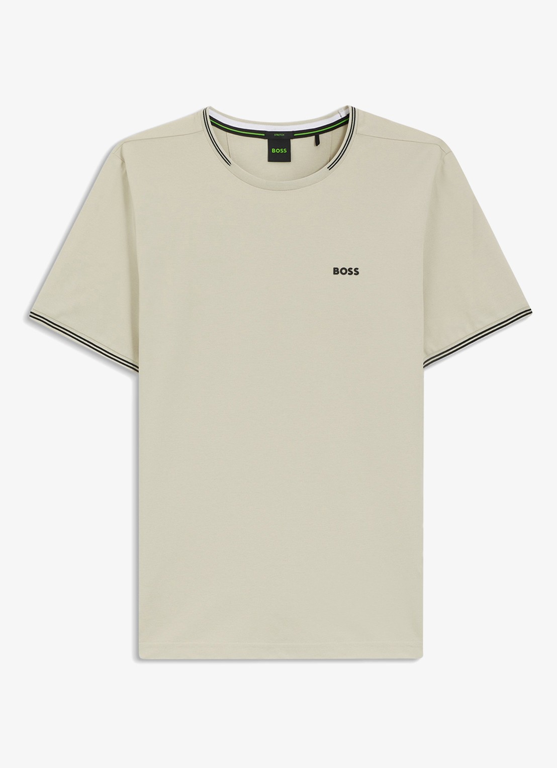 BOSS Taul T-shirt met logo en stretch - voorkant light beige-275
