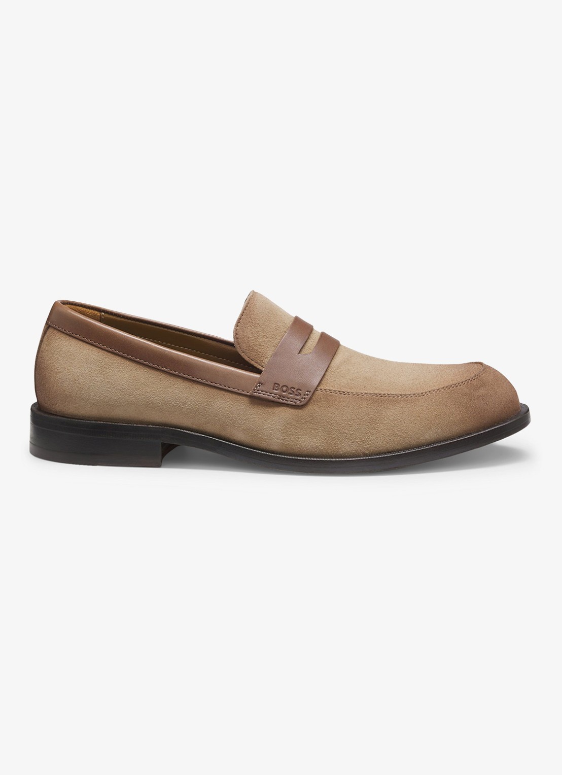 BOSS Tayil-L_Loaf_sdfslt loafers van suède - voorkant 2 medium beige-265 / beige