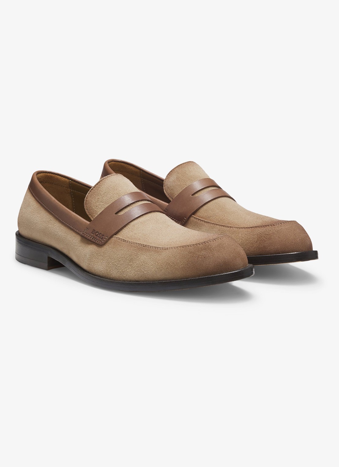 BOSS Tayil-L_Loaf_sdfslt loafers van suède - voorkant 3 medium beige-265 / beige