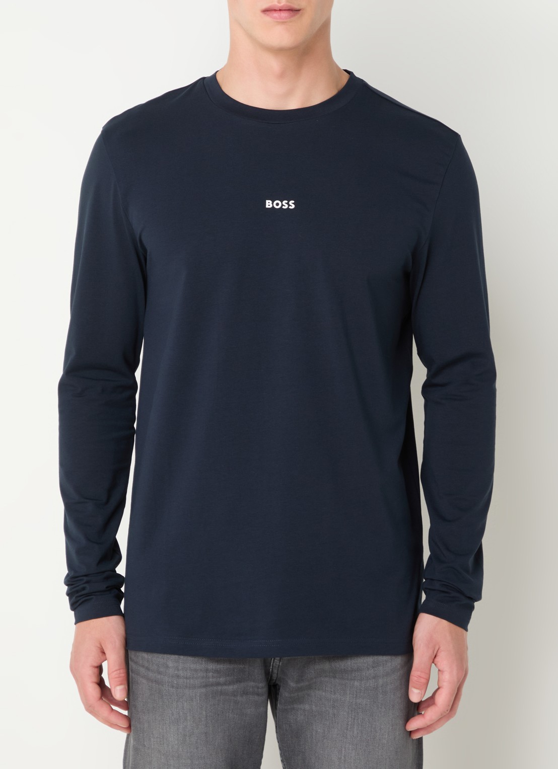BOSS Tchark longsleeve met logoprint  - detail 2 donkerblauw