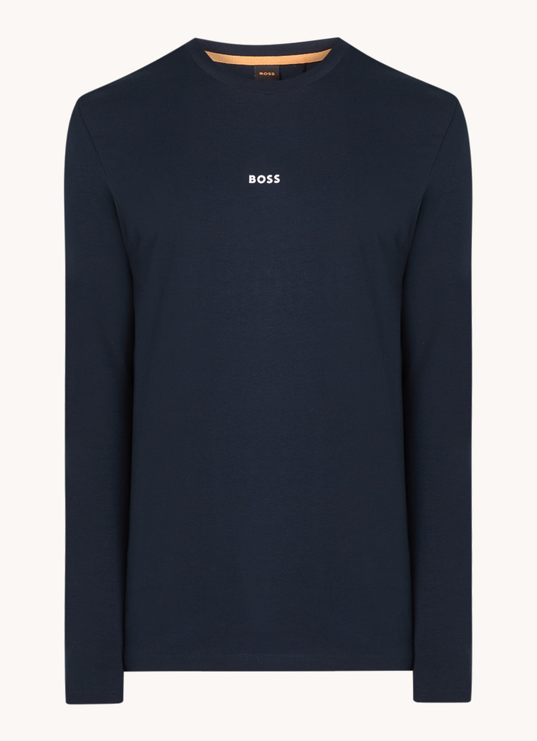 BOSS Tchark longsleeve met logoprint  - voorkant 3 donkerblauw