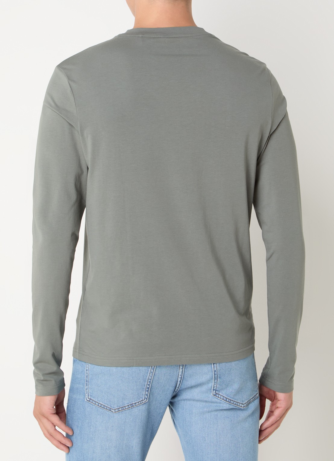 BOSS Tchark longsleeve met logoprint  - achterkant lichtgrijs