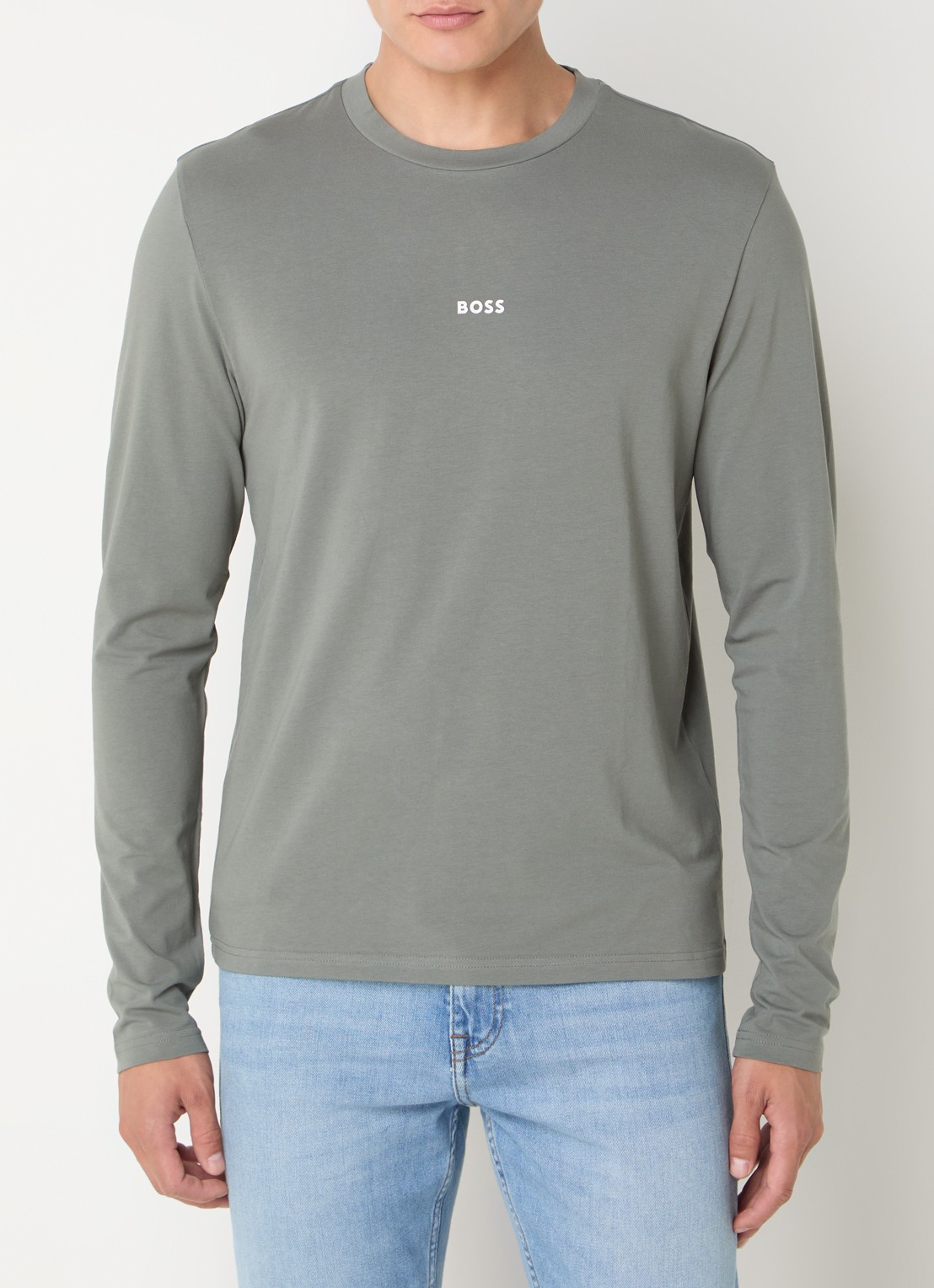 BOSS Tchark longsleeve met logoprint  - detail 4 lichtgrijs