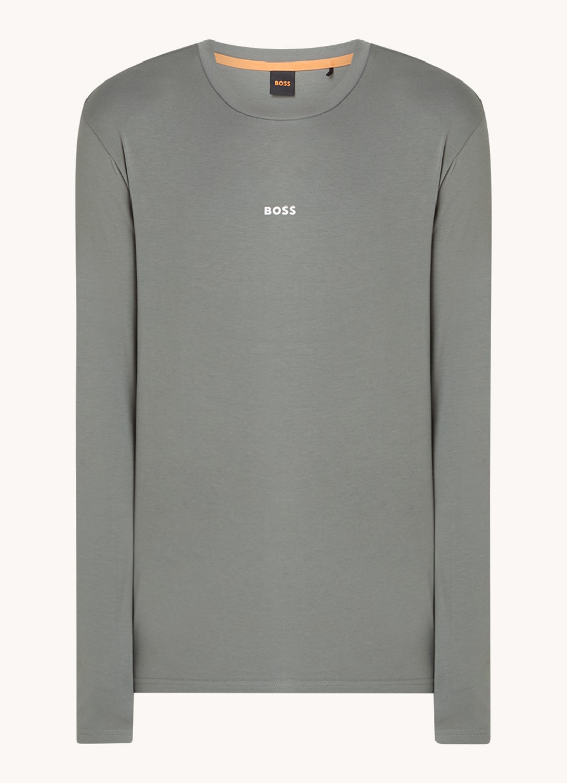 BOSS Tchark longsleeve met logoprint  - voorkant 2 lichtgrijs