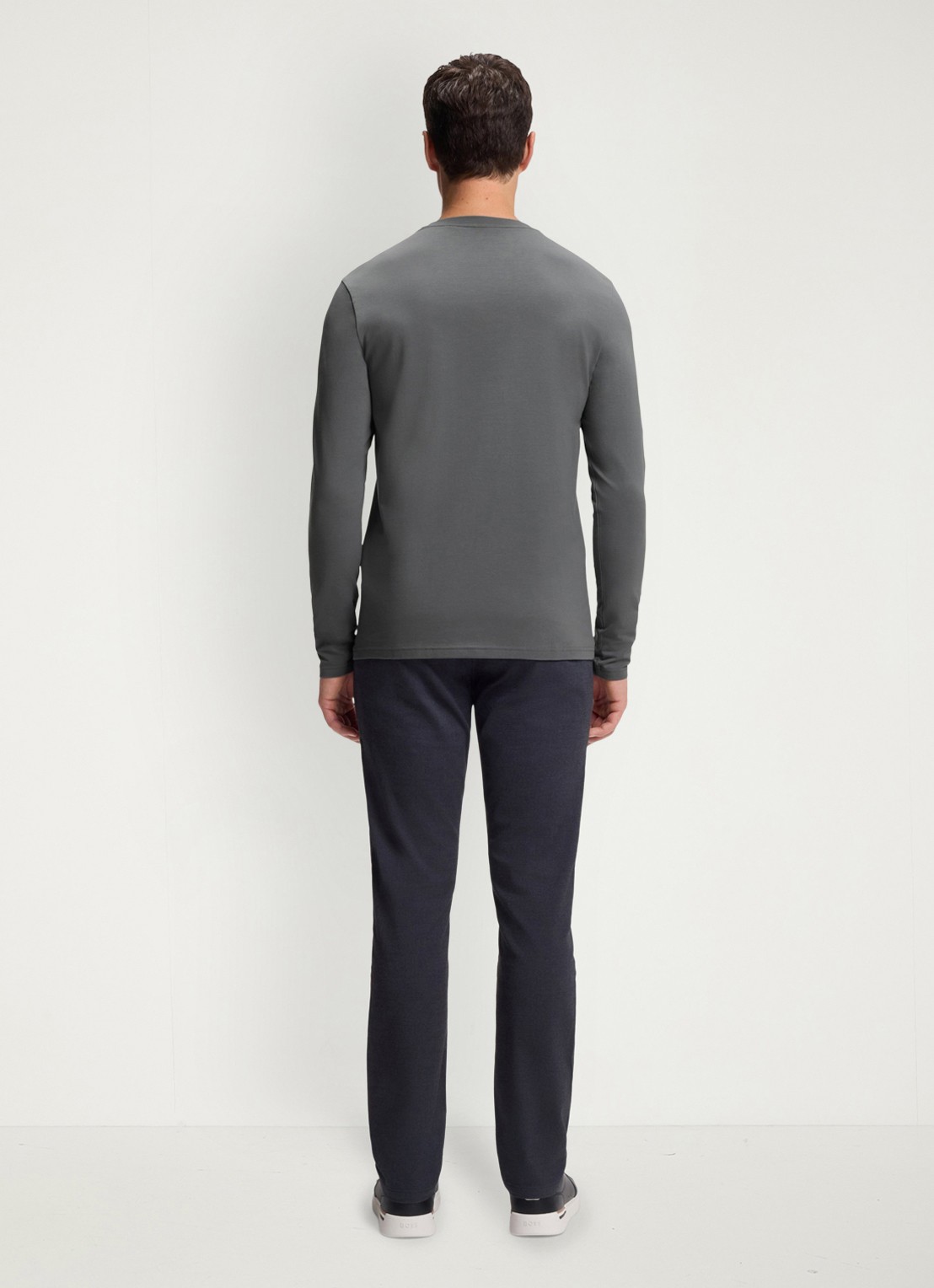 BOSS Tchark longsleeve met logoprint  - achterkant 3 middengrijs