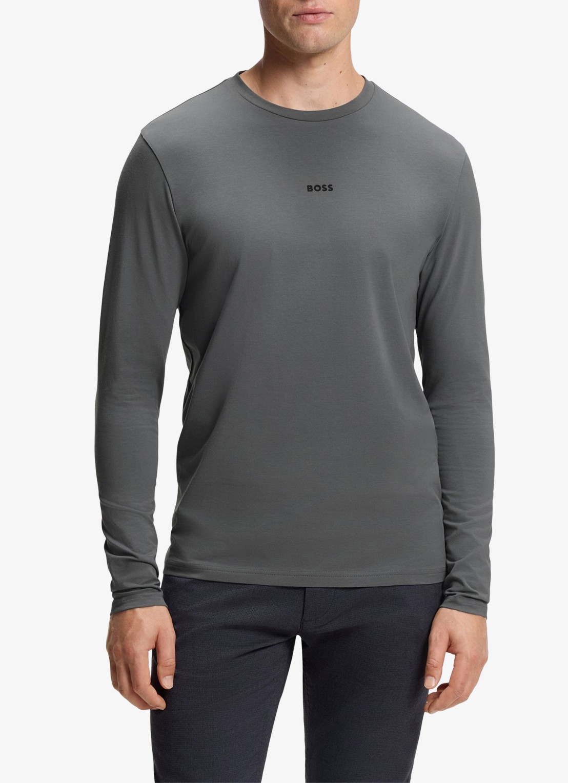 BOSS Tchark longsleeve met logoprint  - detail 4 middengrijs