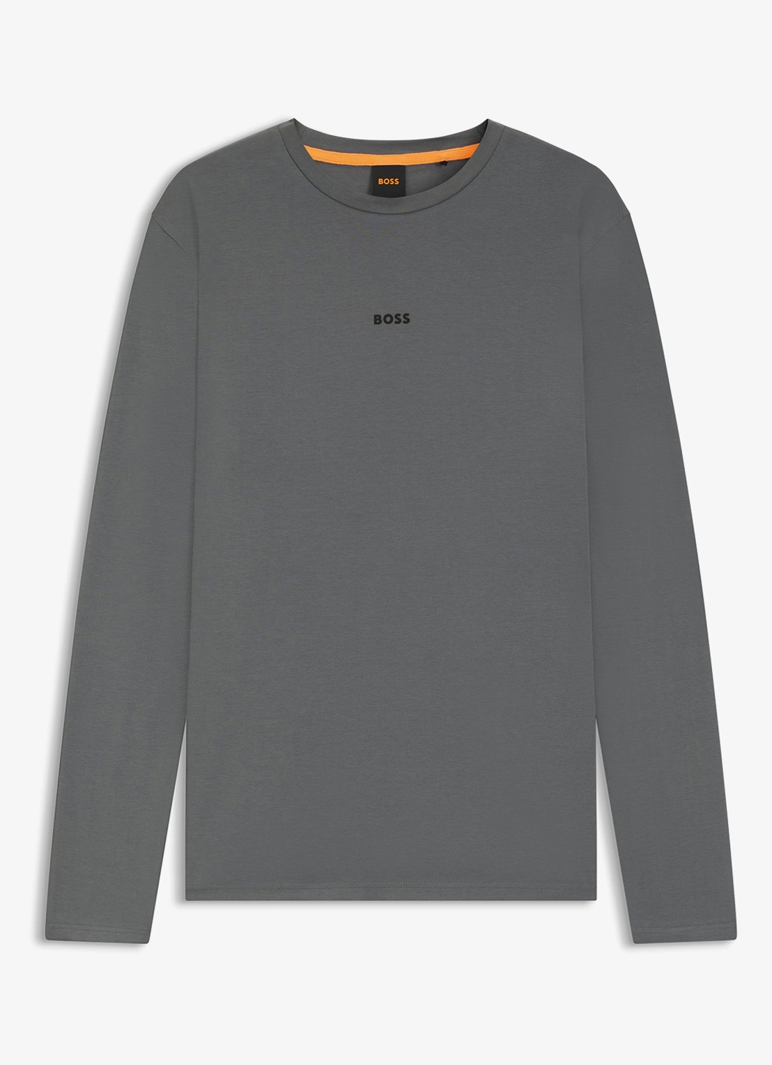 BOSS Tchark longsleeve met logoprint  - voorkant middengrijs