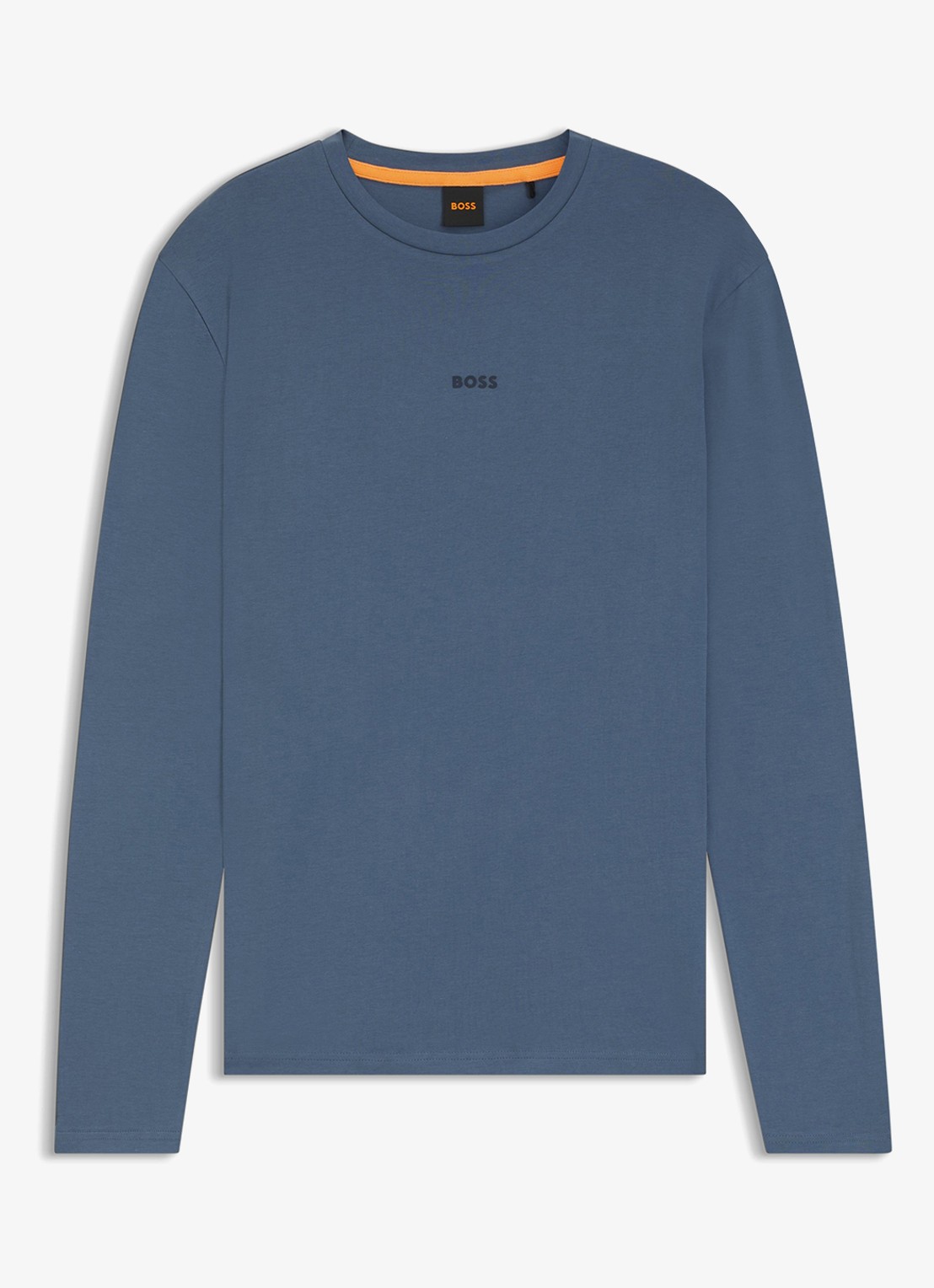 BOSS Tchark longsleeve met logoprint  - voorkant middenblauw