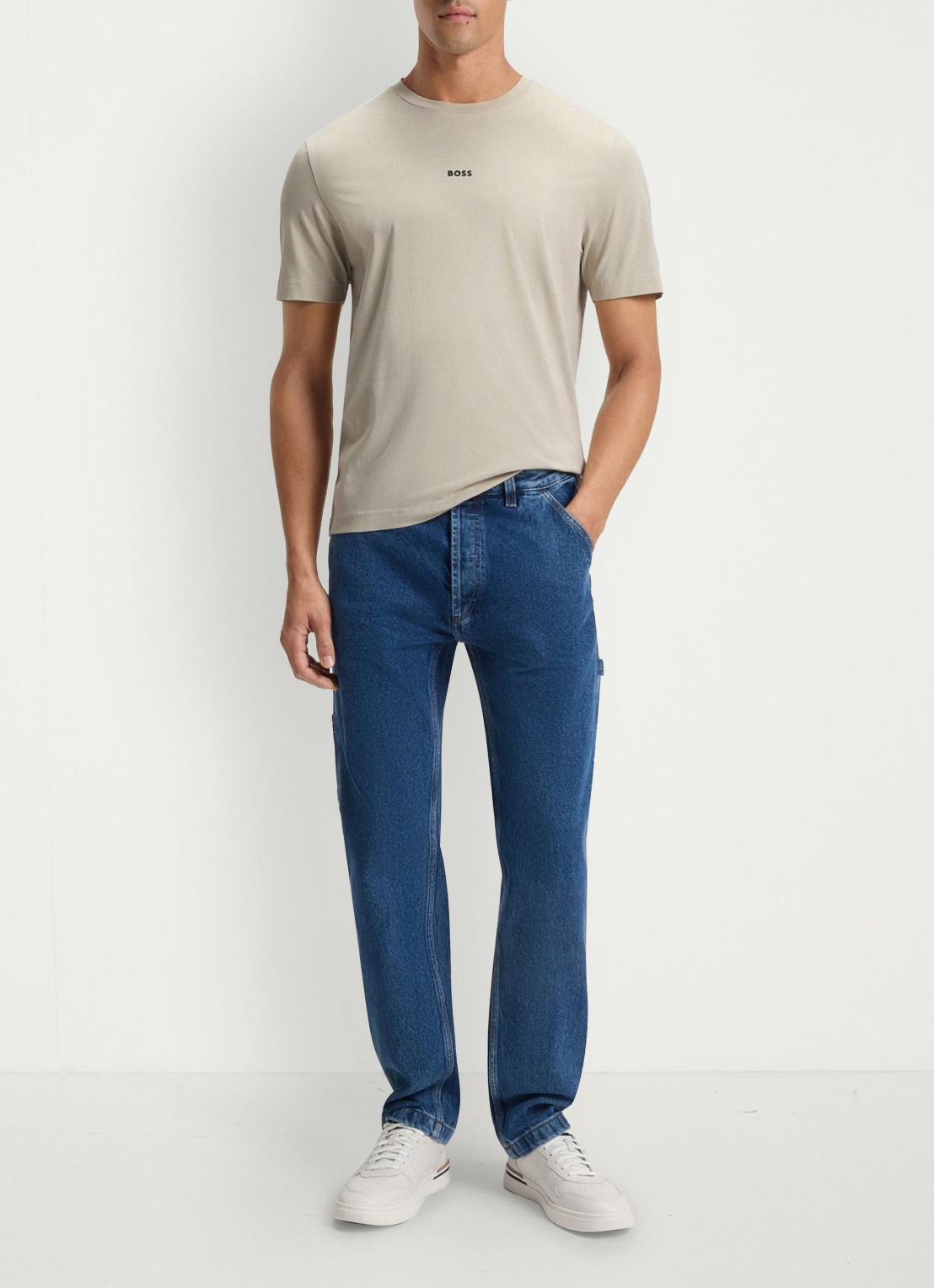 BOSS TChup T-shirt met logo - voorkant 4 light beige-271 / beige