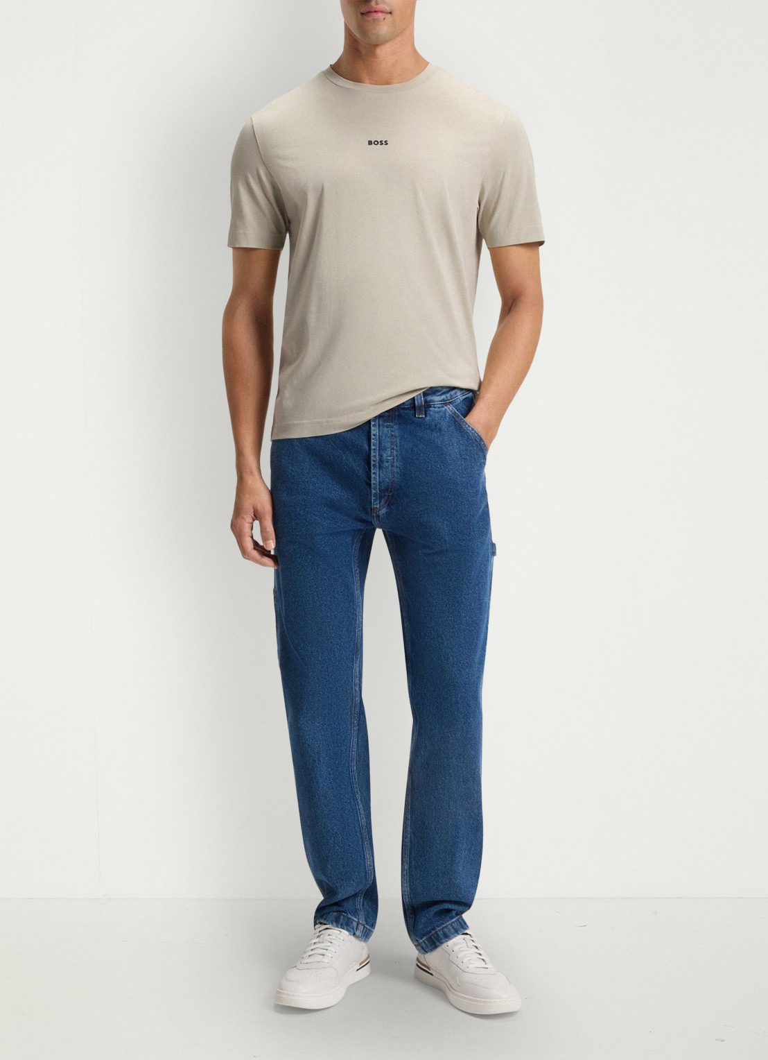 BOSS TChup T-shirt met logo - voorkant 4 light beige-271 / beige